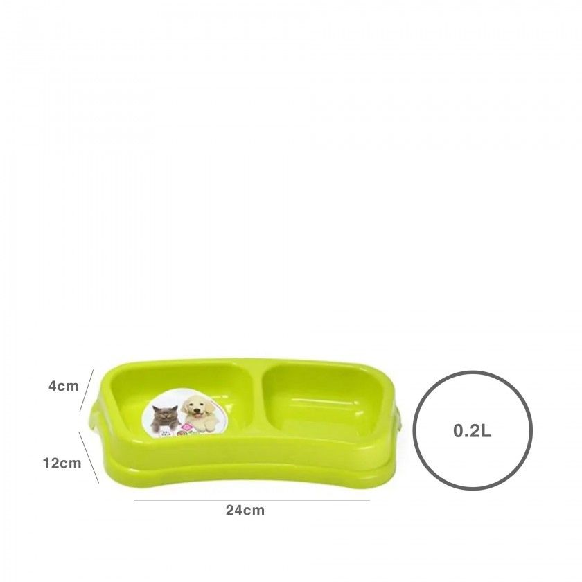 Comedouro Plástico Dogo Duplo Verde 200ml 24X12X4cm Comedouro Plástico Dogo Duplo Verde 200ml 24X12X4cm
