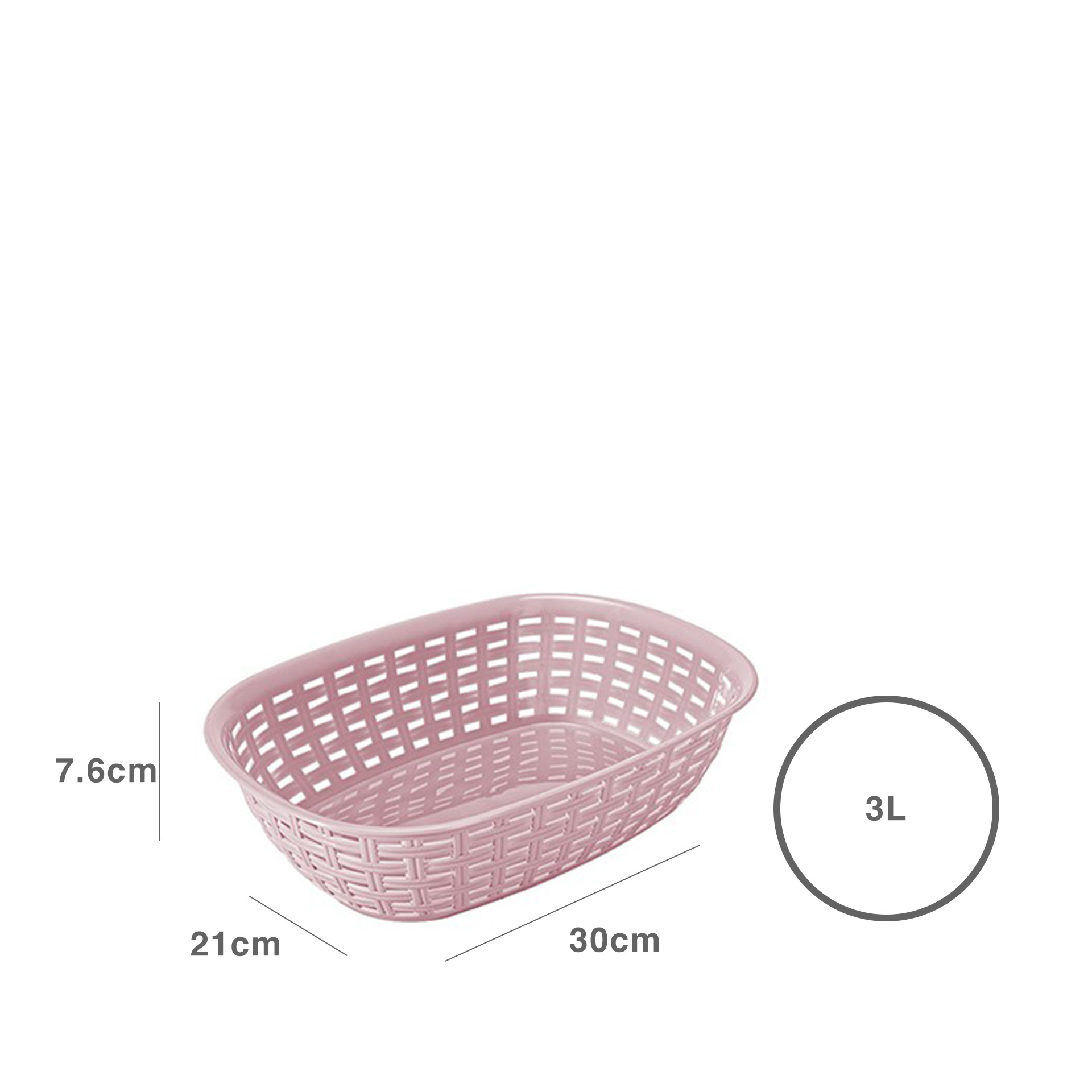 Cesto Plástico Rattan 3l 21X30X7.6cm Rosa