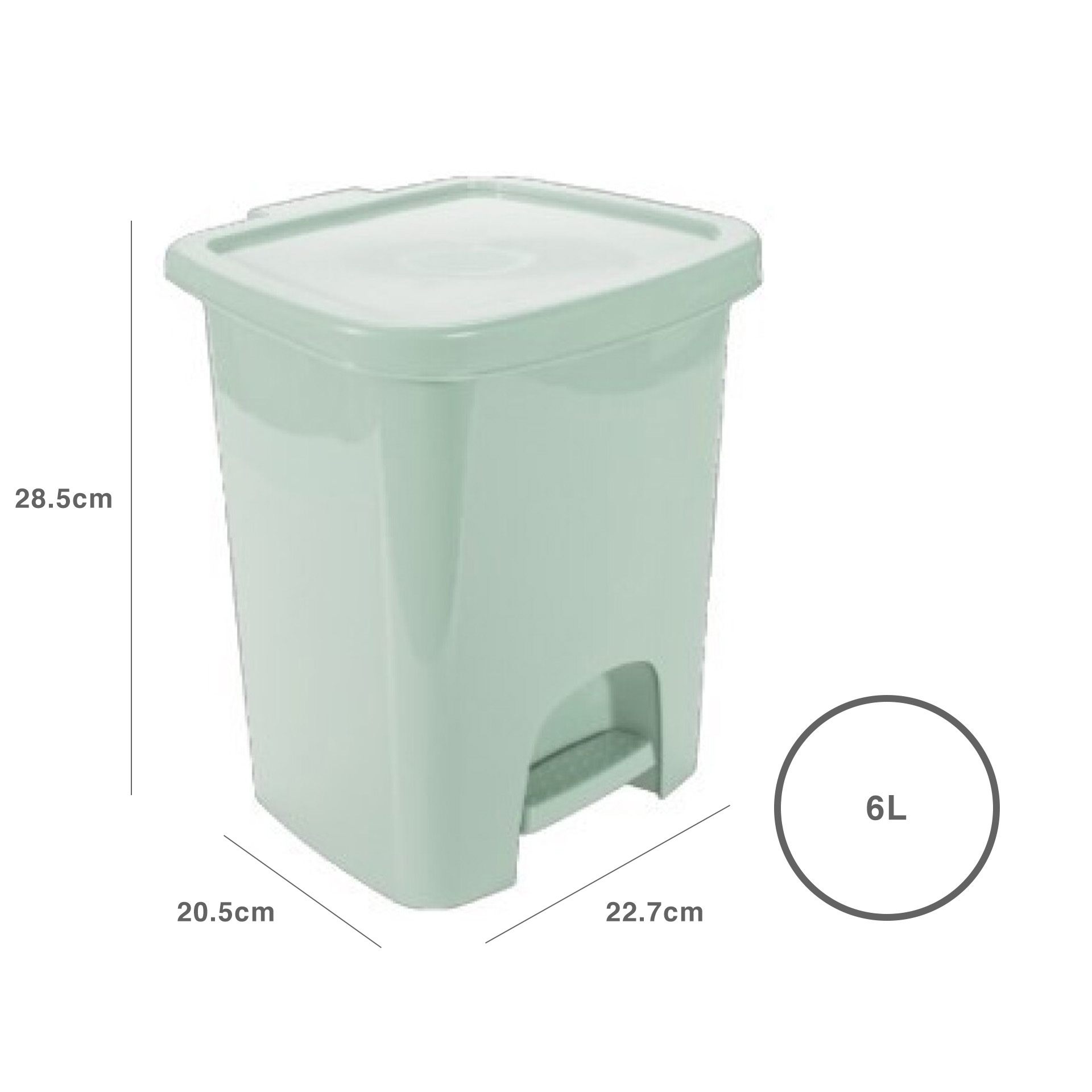 Balde Lixo com Pedal Plástico Multicor 6000ml 22.7X20.5X28.5cm