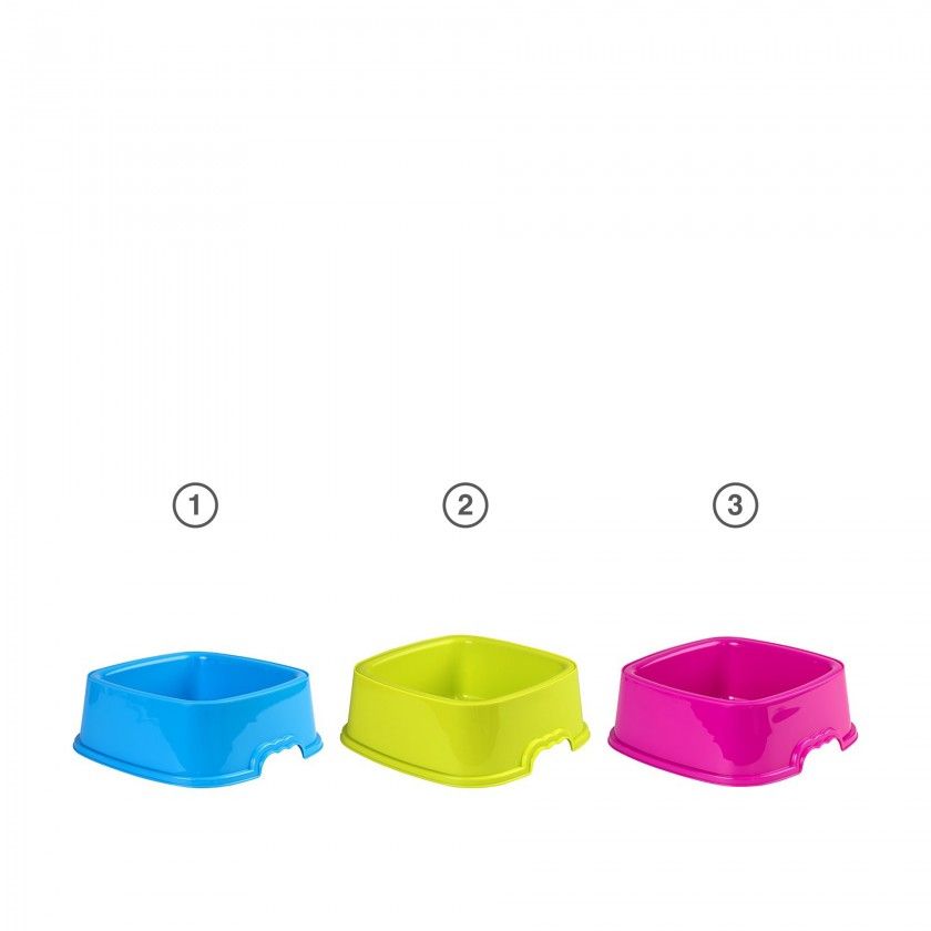 Comedouro Plstico BracoQuadrado Multicor 1.6l 22.6X22.4X7.5cm