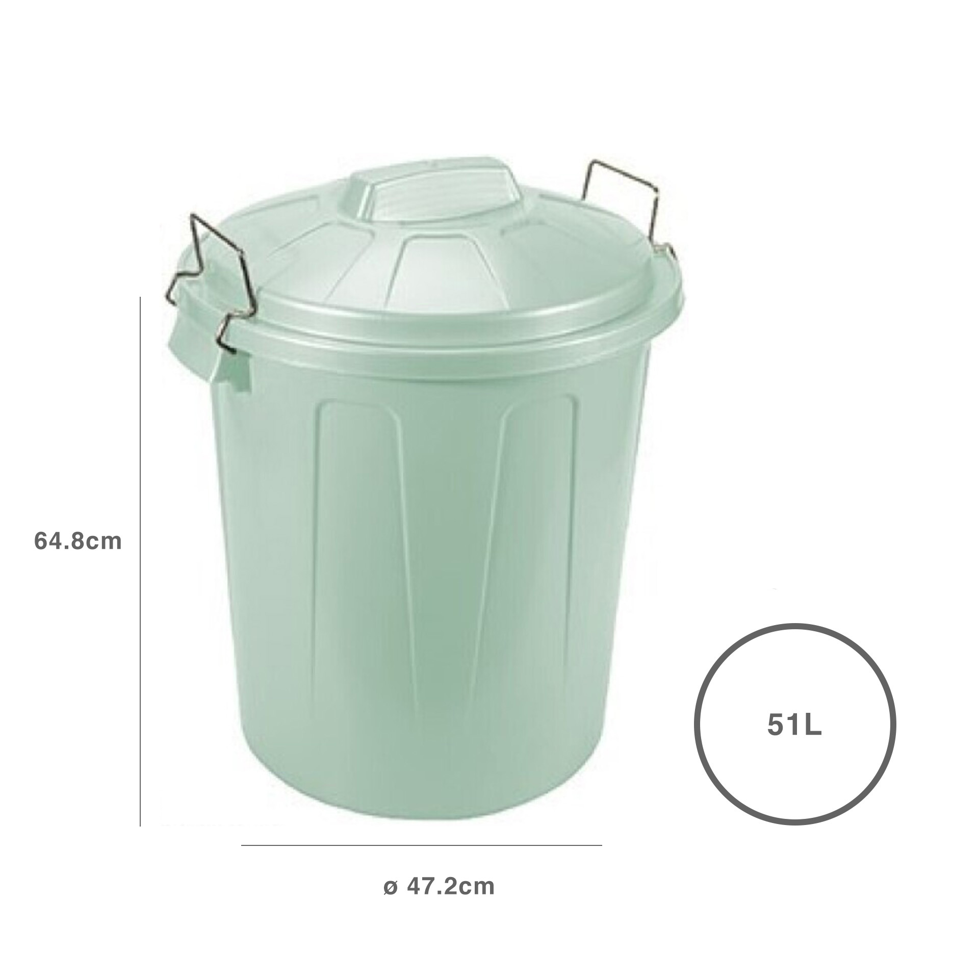 Balde Lixo com Asas Metal Verde 51l 47.2X64.8cm