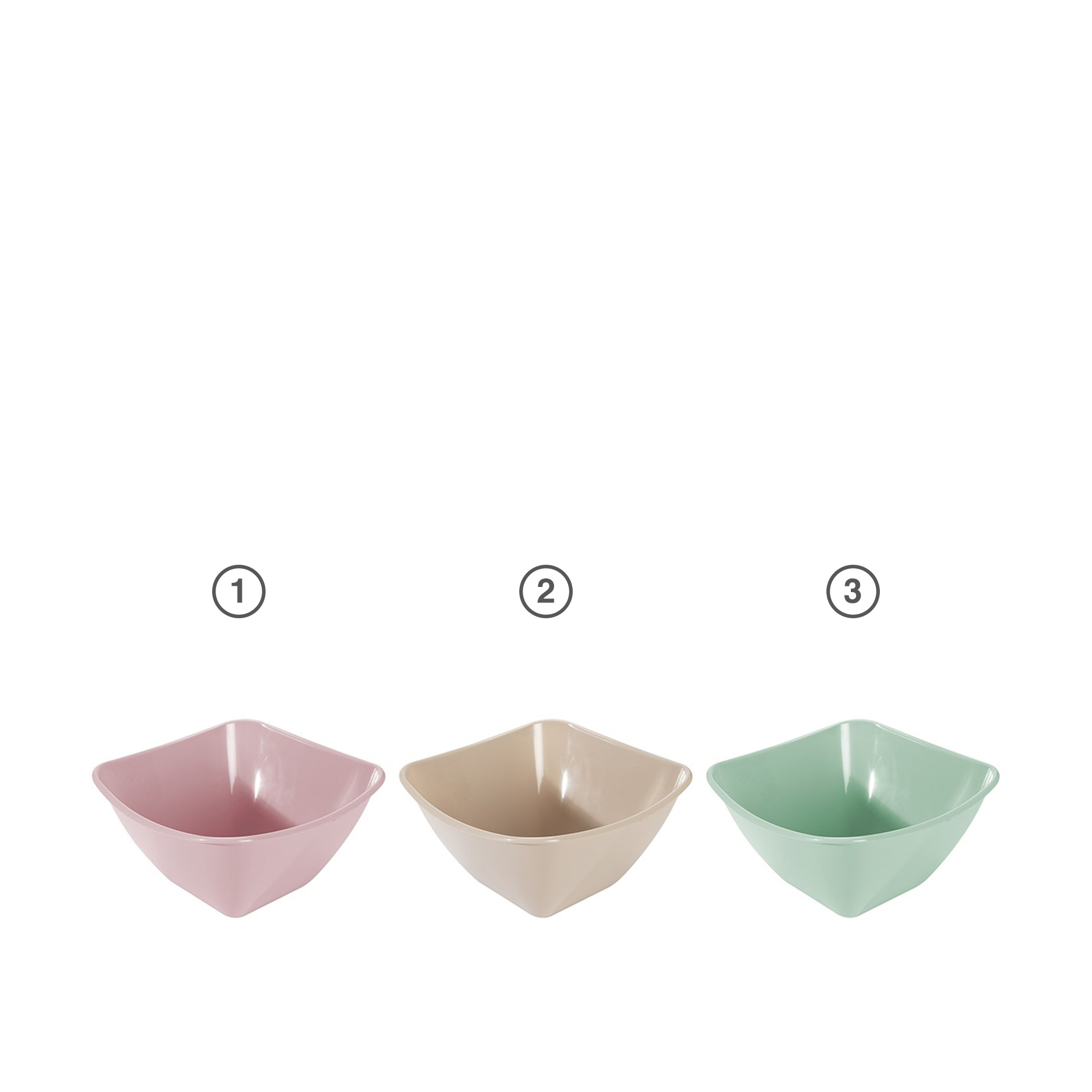 Bacia Plástico Tokyo Quadrado Multicor 500ml 13.5X13.5X6cm