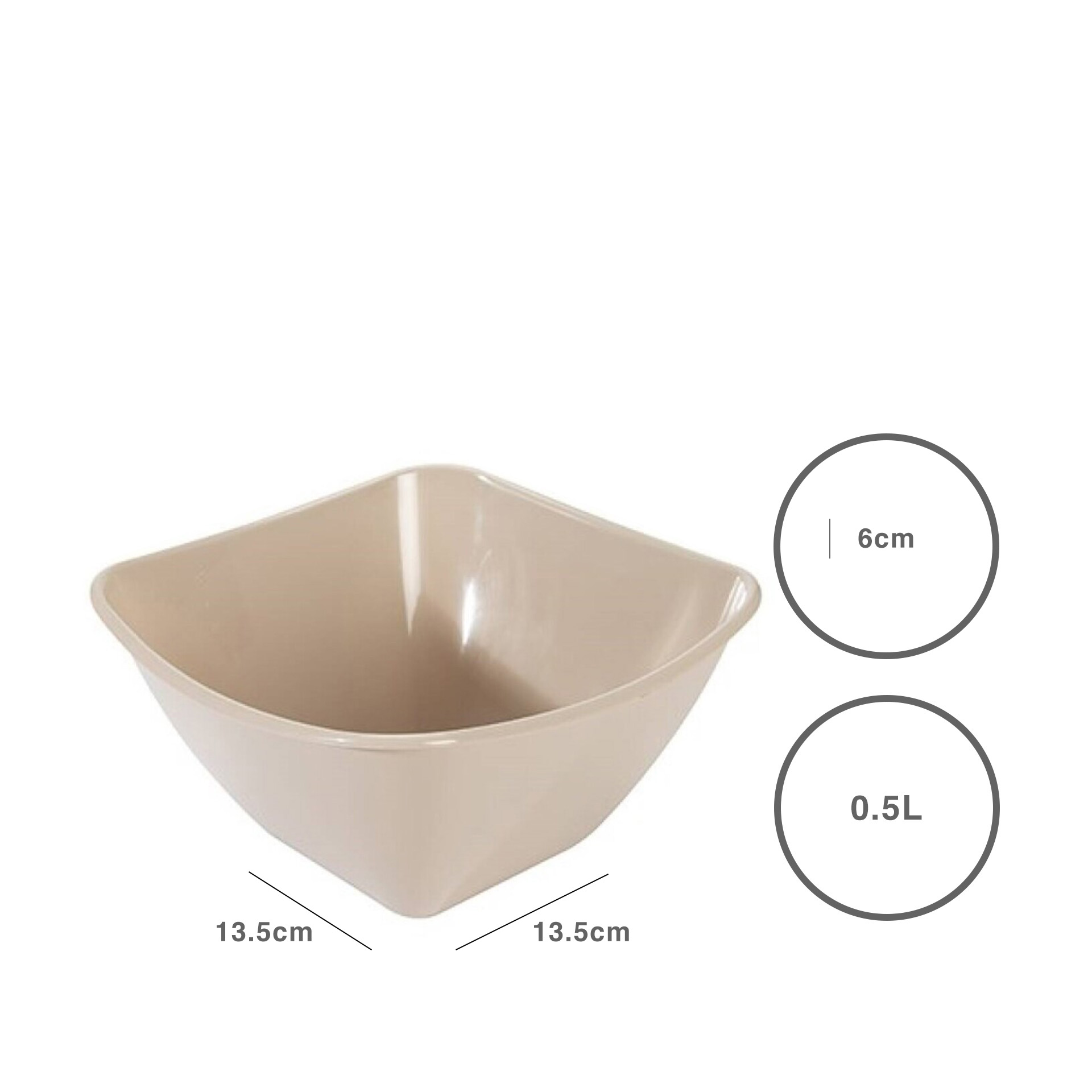 Bacia Plástico Tokyo Quadrado Multicor 500ml 13.5X13.5X6cm