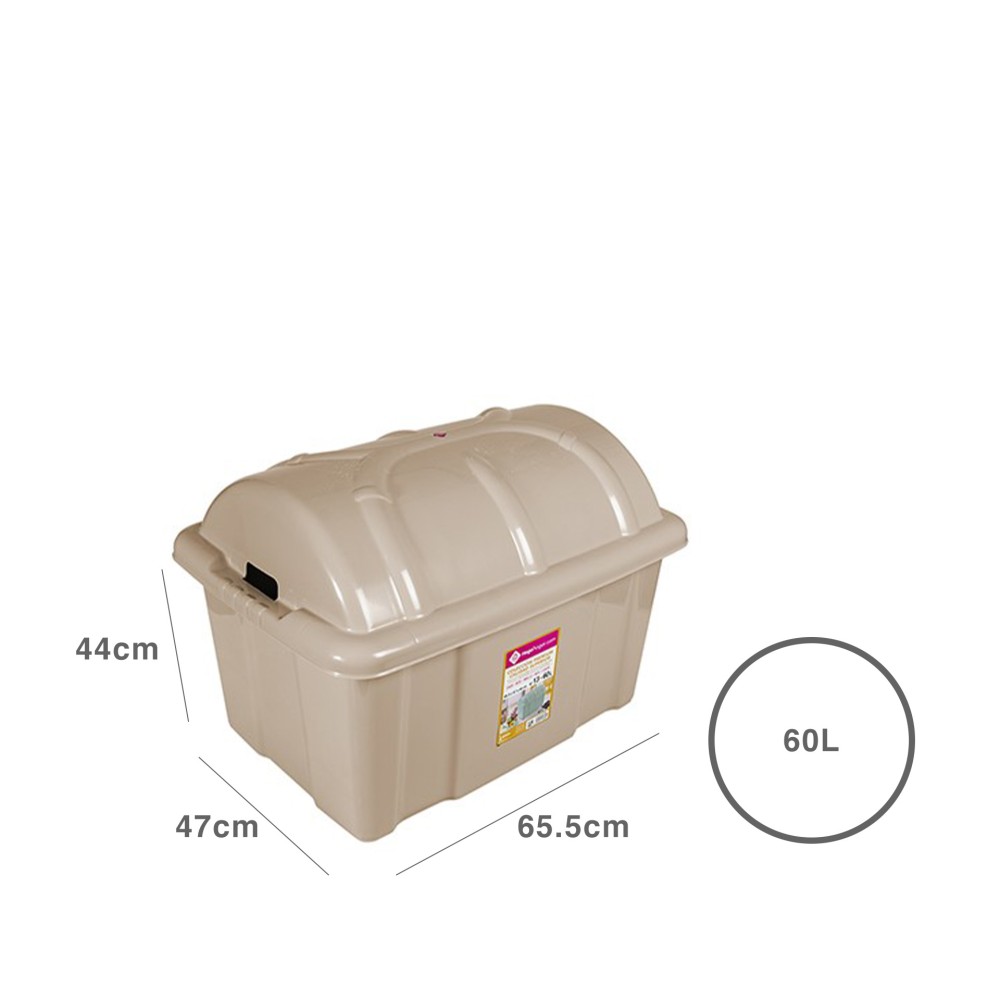 Baú Arrumos Plástico Bege 60l 65.5X47X44cm