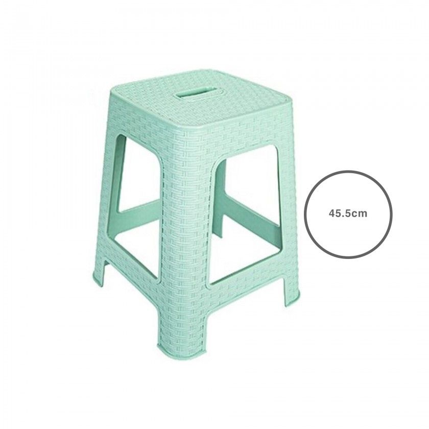 Banco Plástico Rattan Verde 45.5cm Banco Plástico Rattan Verde 45.5cm