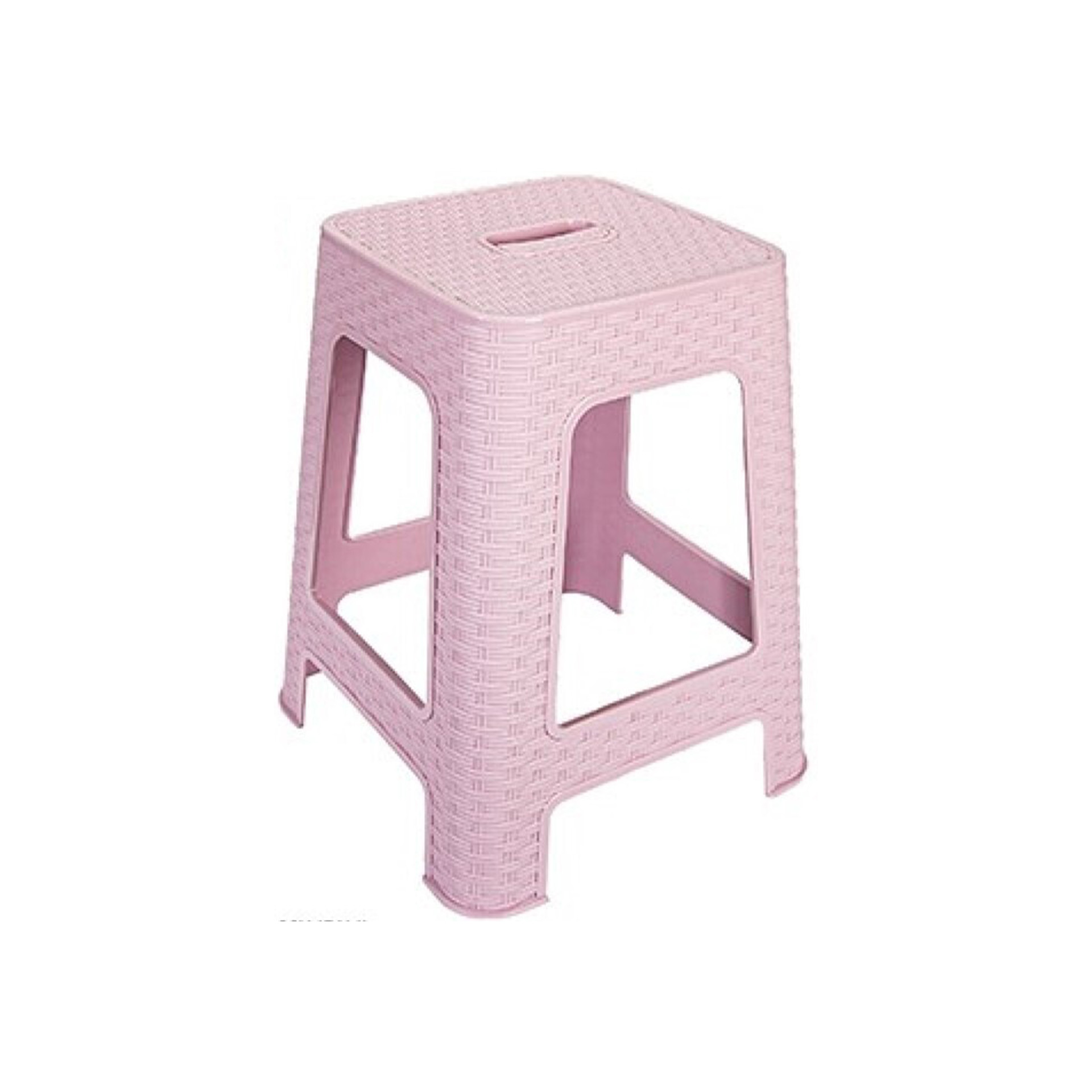 Banco Plástico Rattan Rosa 45.5cm