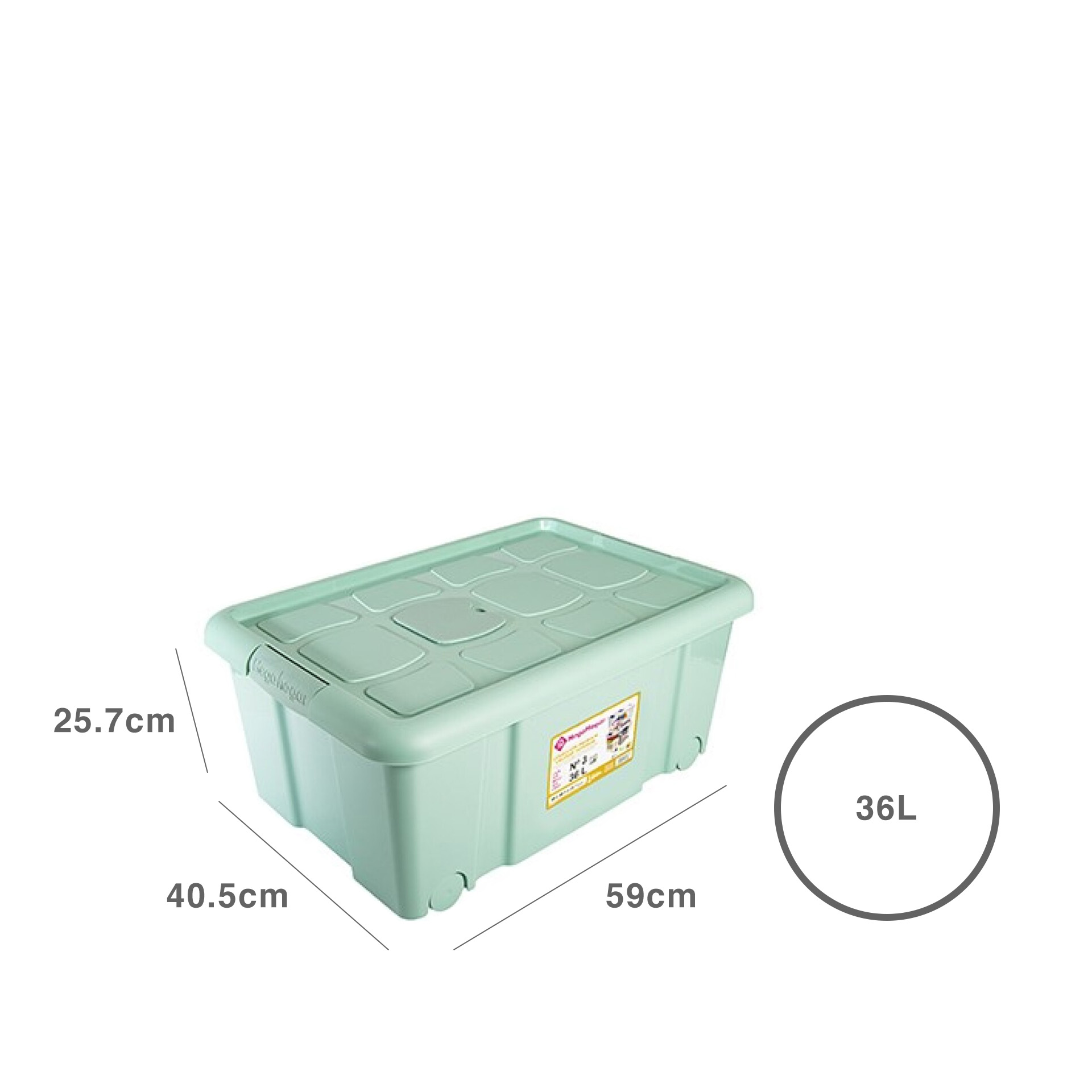 Caixa Arrumos com Rodas Plástico Verde 36l 59X40.5X25.7cm