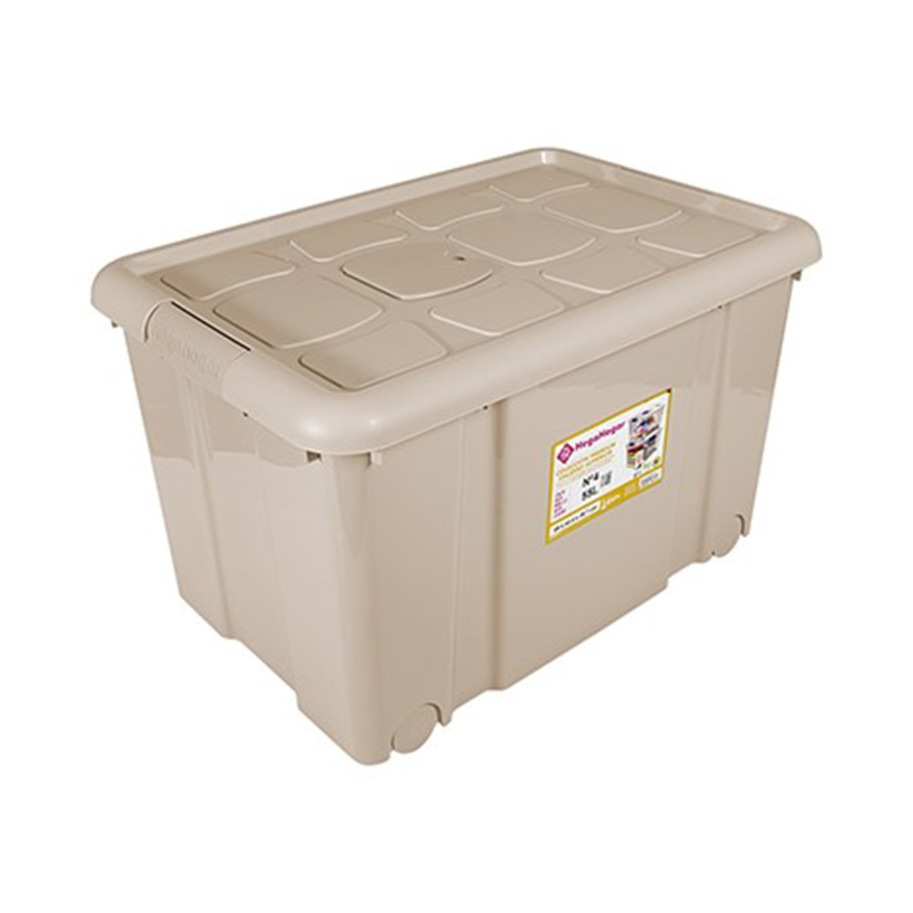 Caixa Arrumos com Rodas Plástico Bege 55l 59X40.5X35.7cm