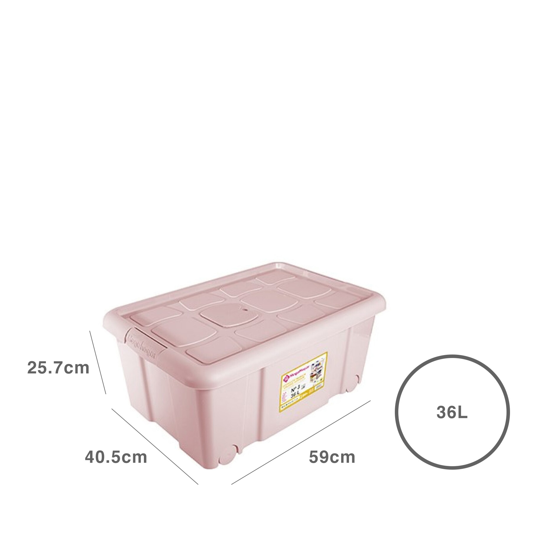 Caixa Arrumos com Rodas Plástico Rosa 36l 59X40.5X25.7cm