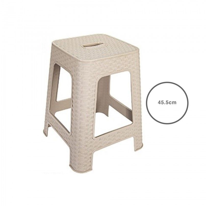 Banco Plástico Rattan Bege 45.5cm Banco Plástico Rattan Bege 45.5cm