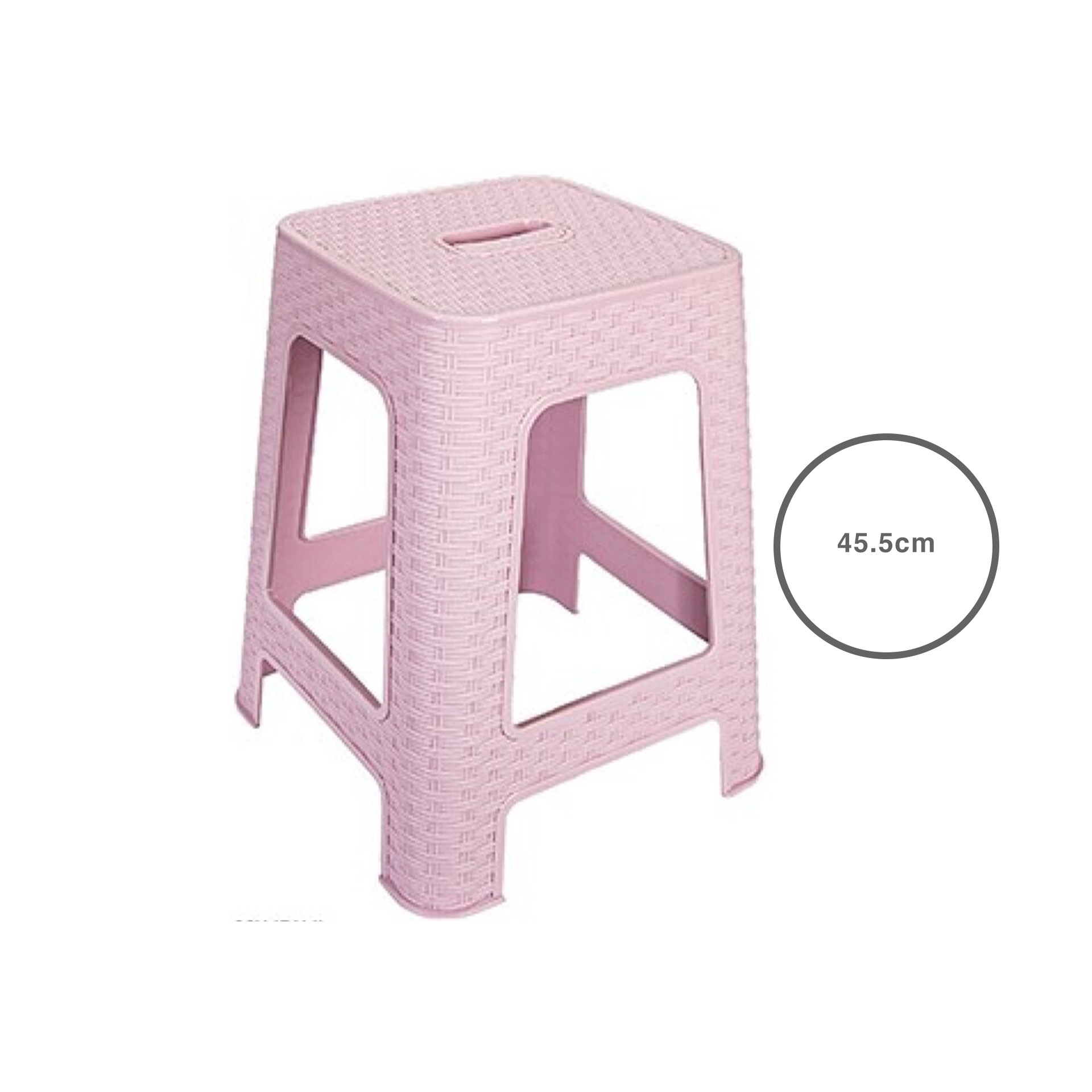 Banco Plástico Rattan Rosa 45.5cm