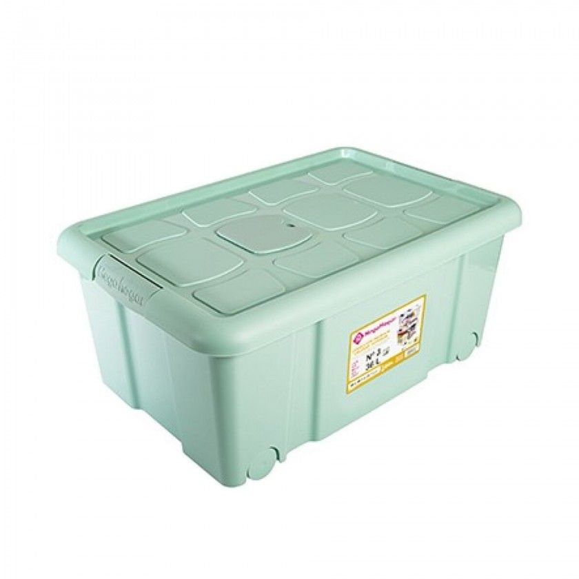 Caixa Arrumos com Rodas Plstico Verde 36l 59X40.5X25.7cm