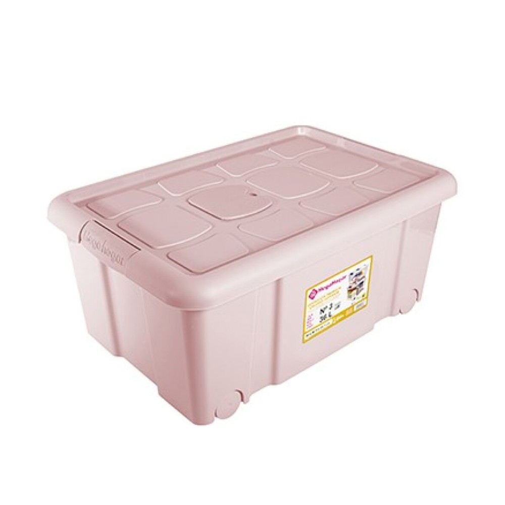 Caixa Arrumos com Rodas Plástico Rosa 36l 59X40.5X25.7cm