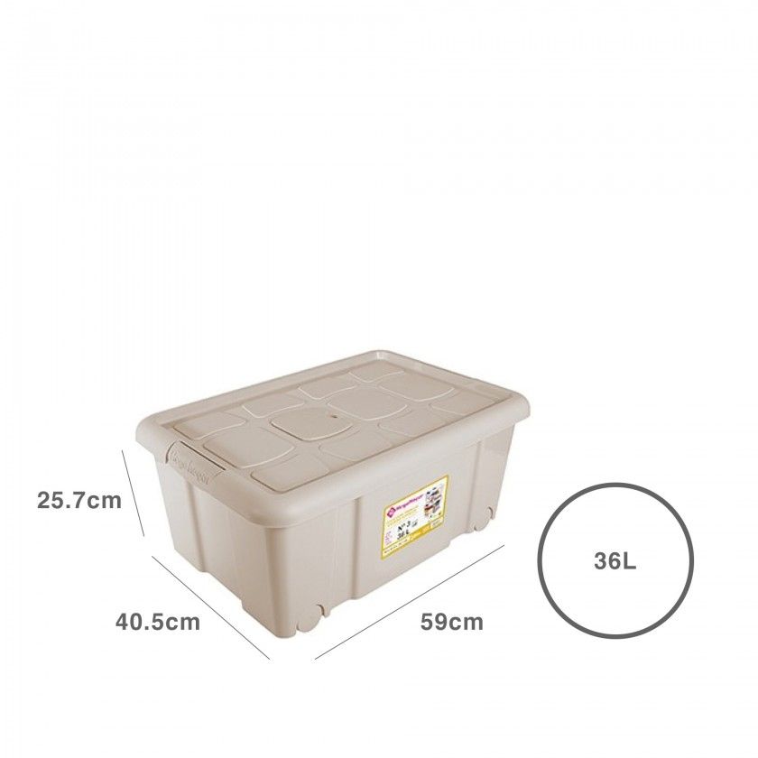 Caixa Arrumos com Rodas Plstico Bege 36l 59X40.5X25.7cm
