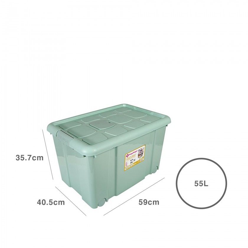 Caixa Arrumos Plstico com Rodas Bege