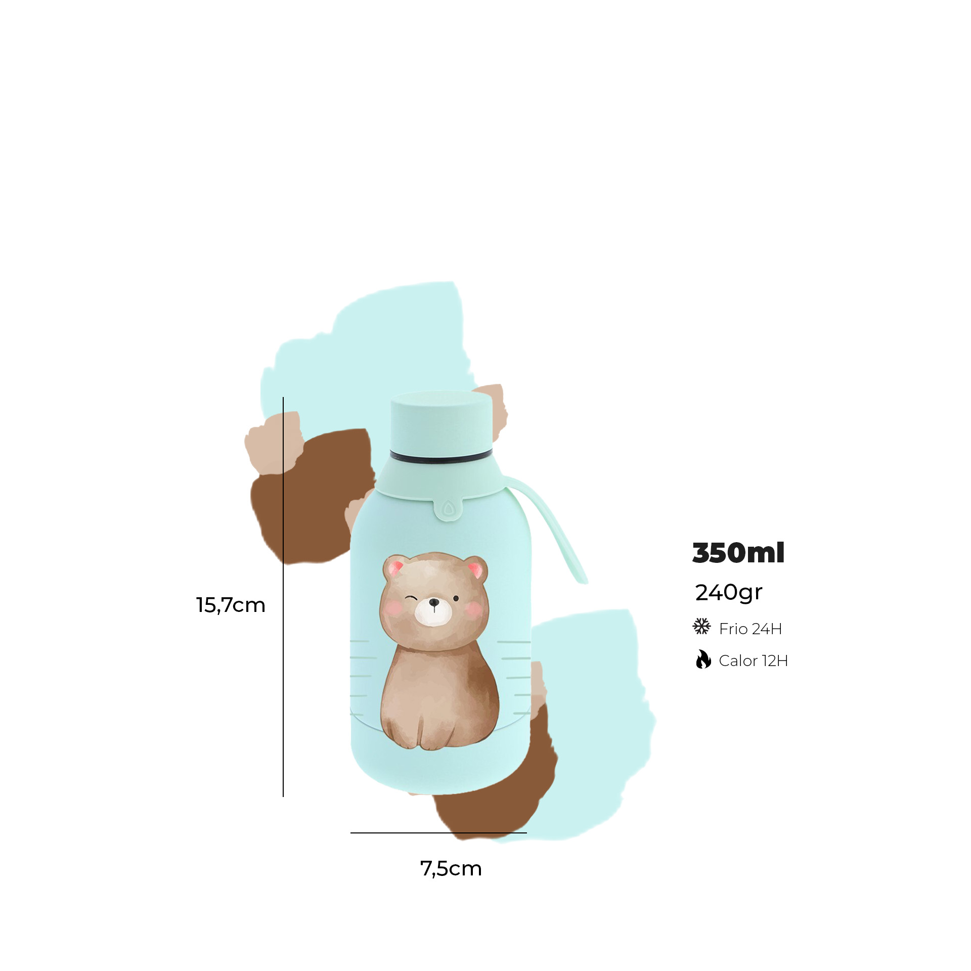 Garrafa Água Inox Mint Bear 350ML