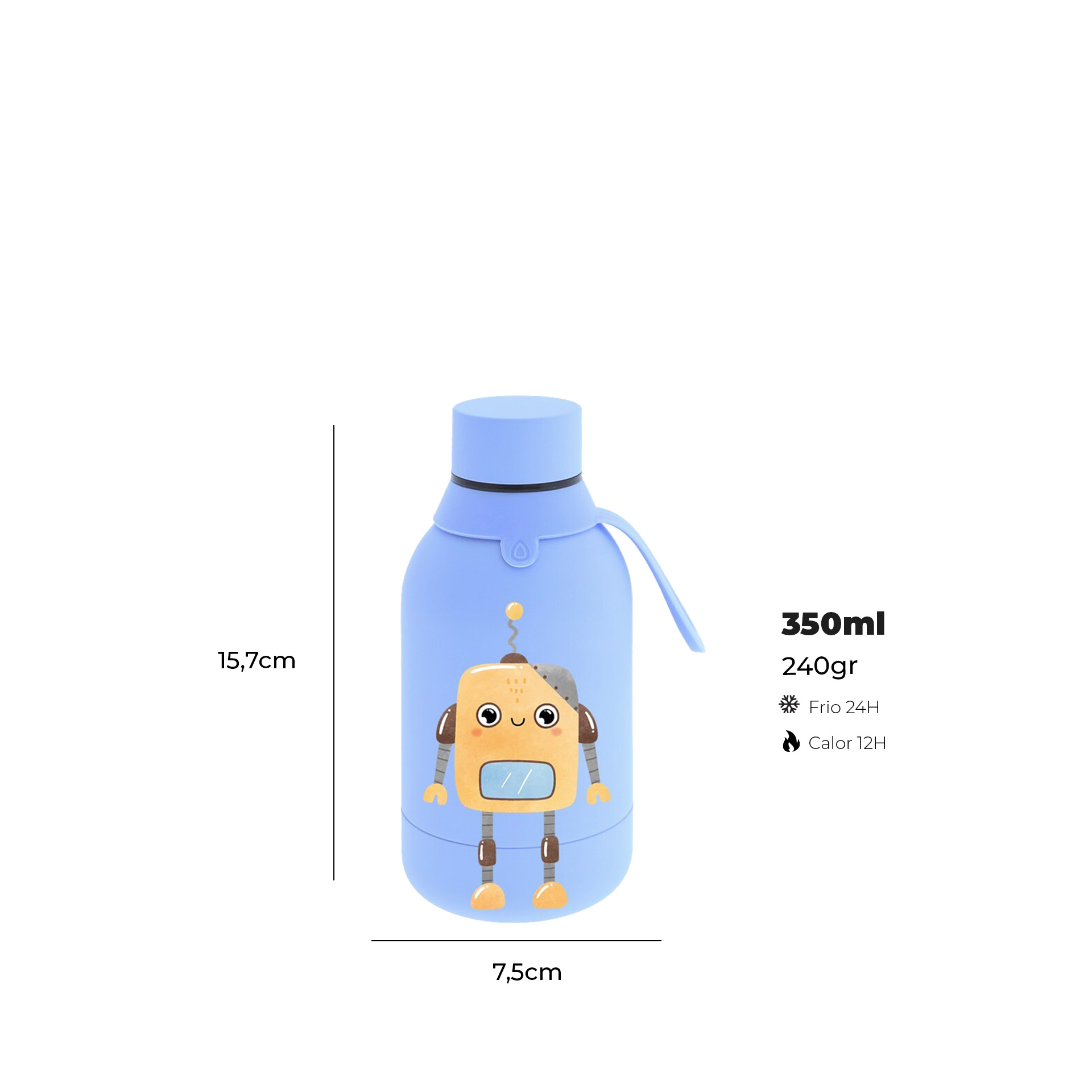 Garrafa Água Inox Sky Robots 350ML