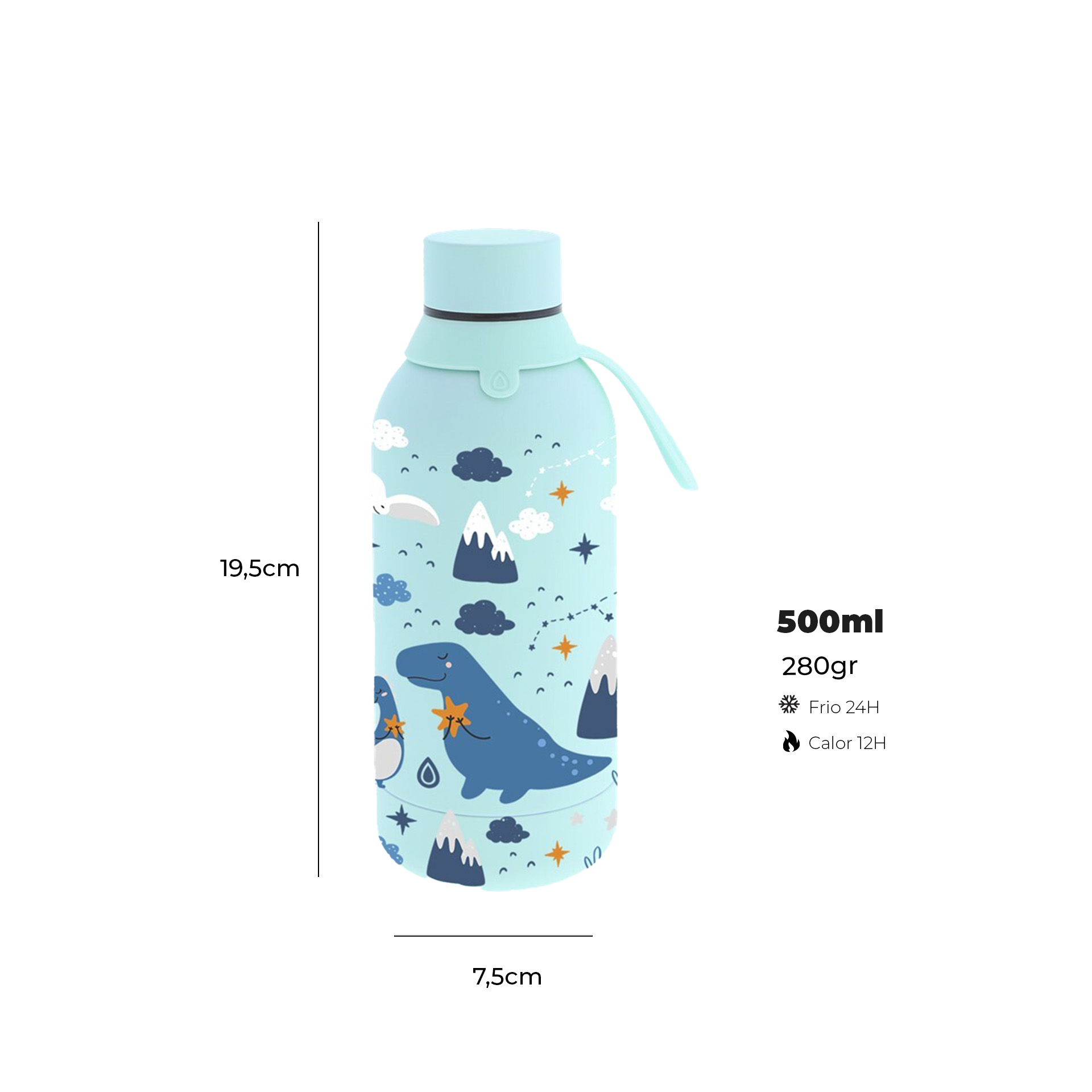 Garrafa Água Inox Mint Dino 500ML
