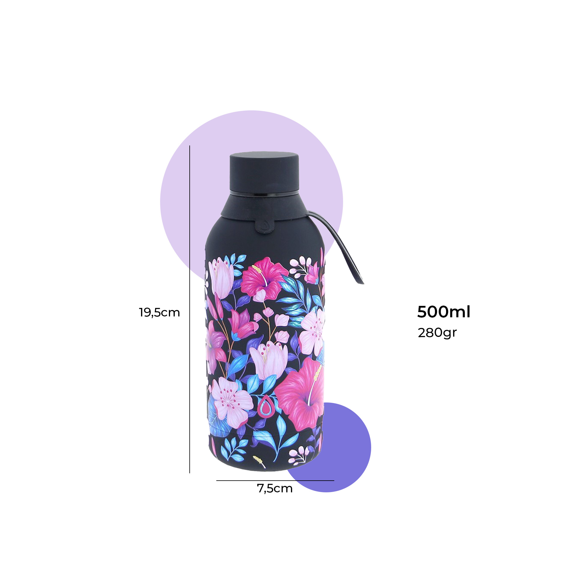 Garrafa Água Inox Black Tropical 500ML