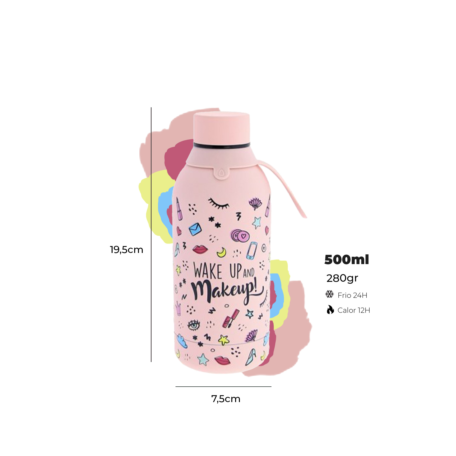 Garrafa Água Inox Peach Wake Up 500ML