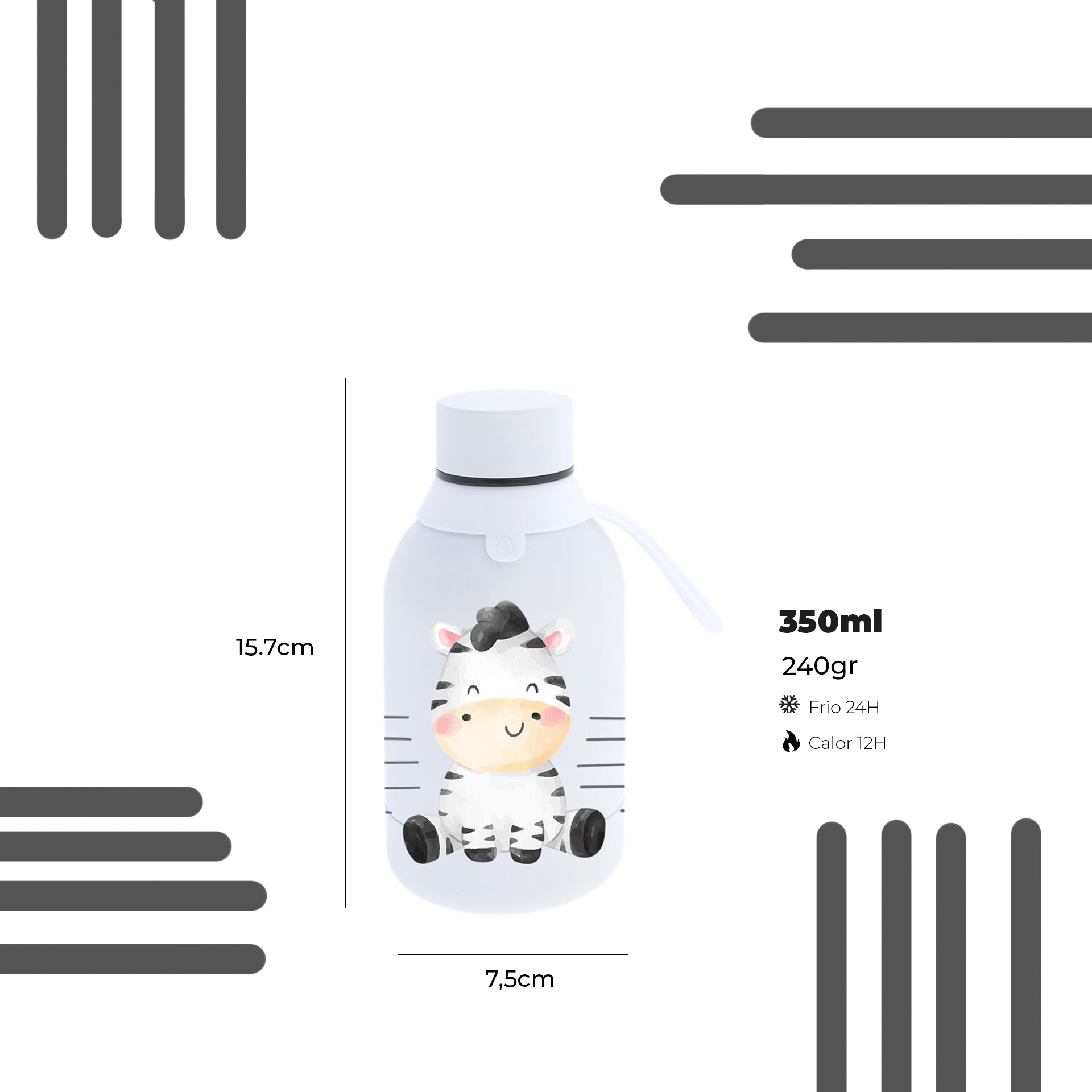 Garrafa Água Inox Ice Zebra 350ML