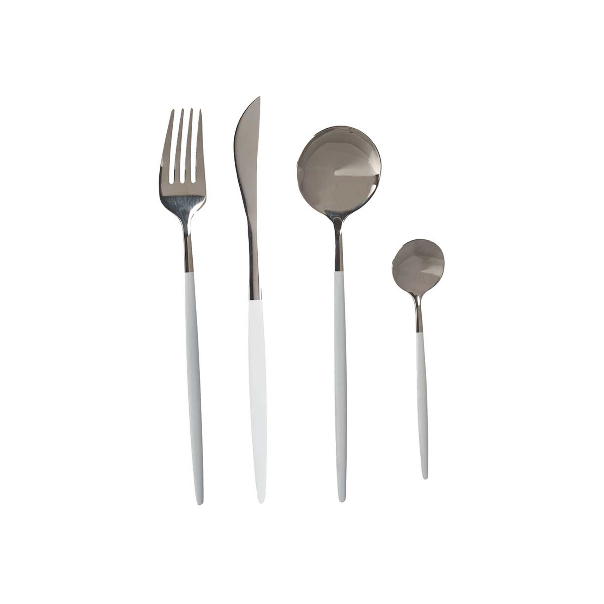 Faqueiro Aço Prateado / Branco 8 Peças