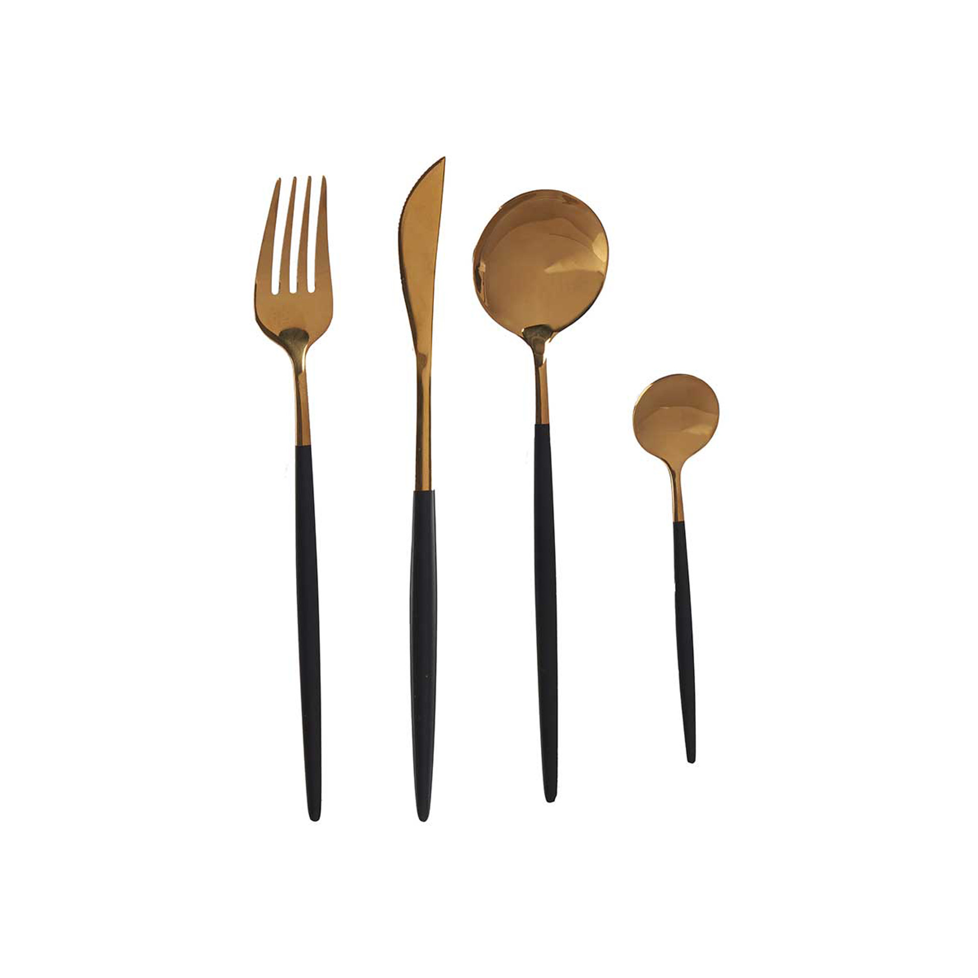 Faqueiro Aço Dourado / Preto 8 Peças