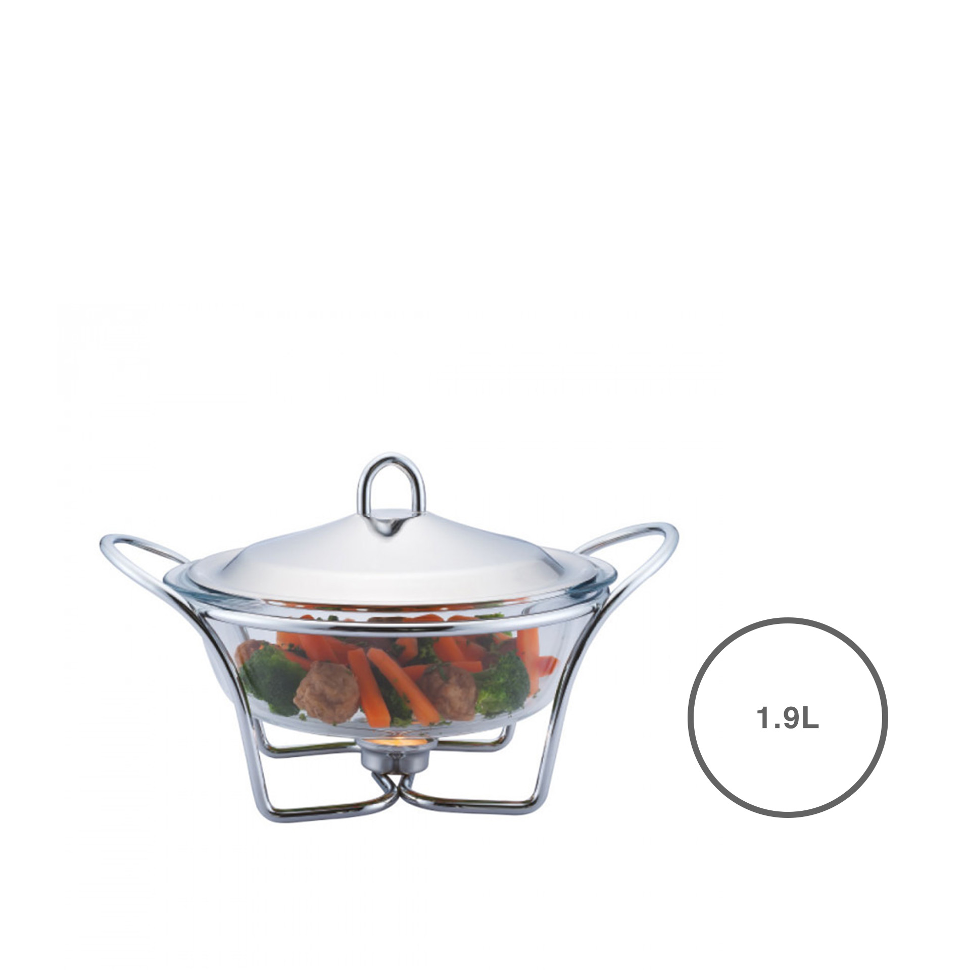 Assadeira Aquecimento Com Tampa Redonda 1.9L