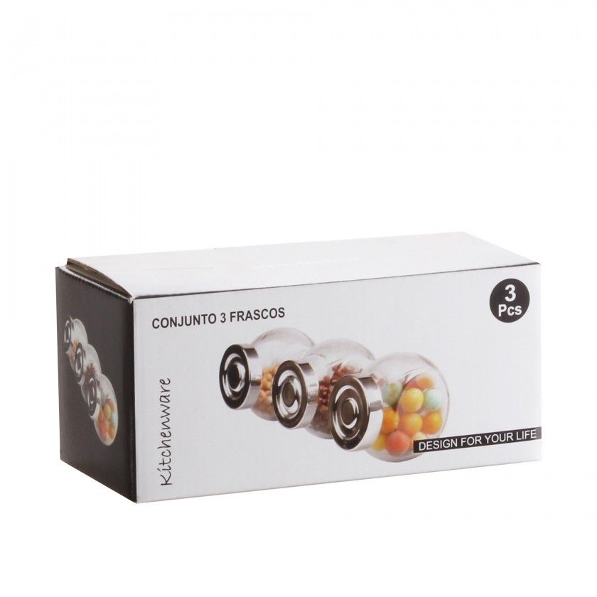 Frasco Hermético Kitchenware com Tampa Inox 64ml 8X8cm Pack 3 Frasco Hermético Kitchenware com Tampa Inox 64ml 8X8cm Pack 3