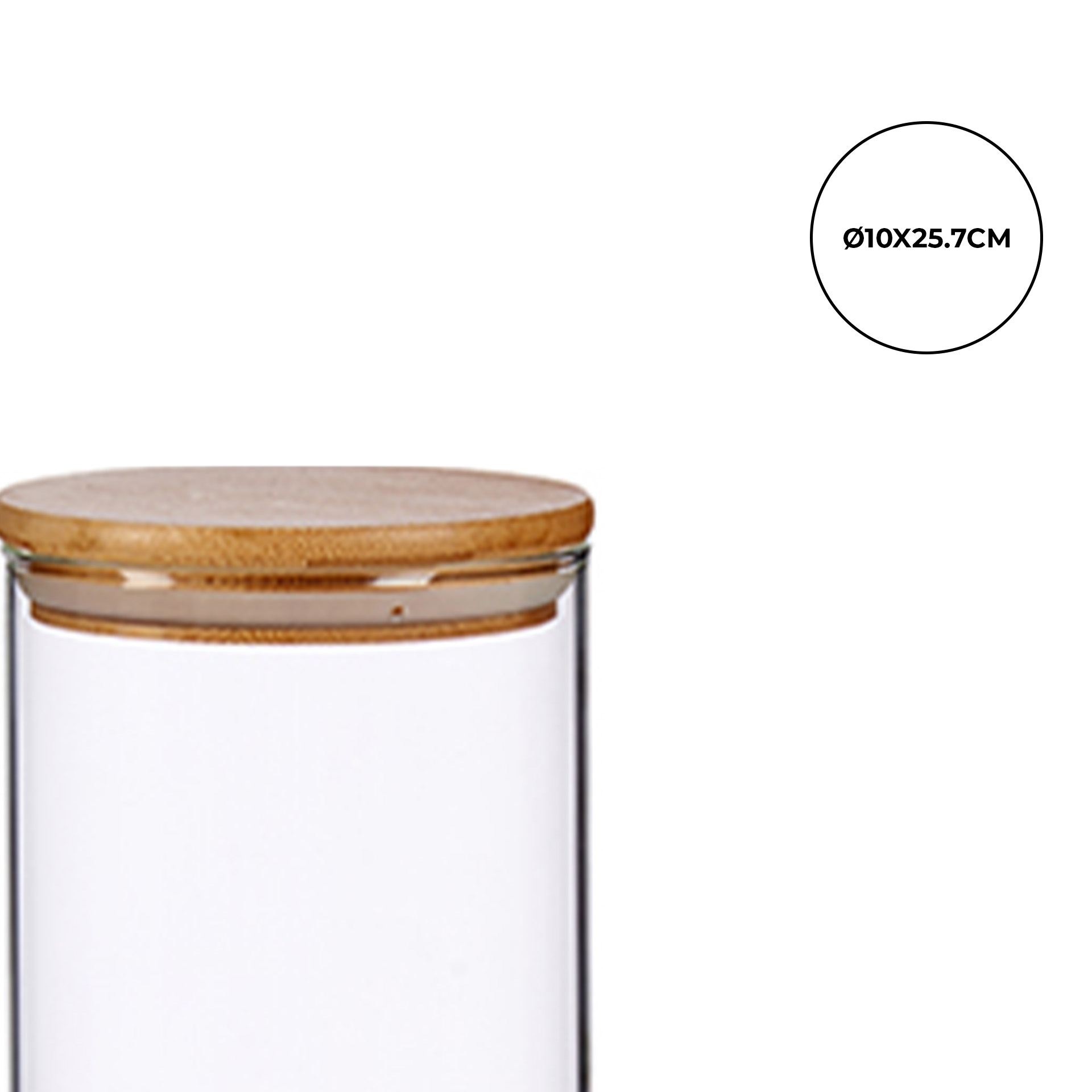 Frasco Hermético Vivalto com Tampa Bambu 1800ml 10X25.7cm