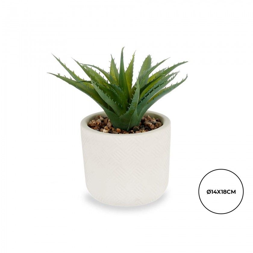 Vaso Planta Artificial Branco 14X18cm