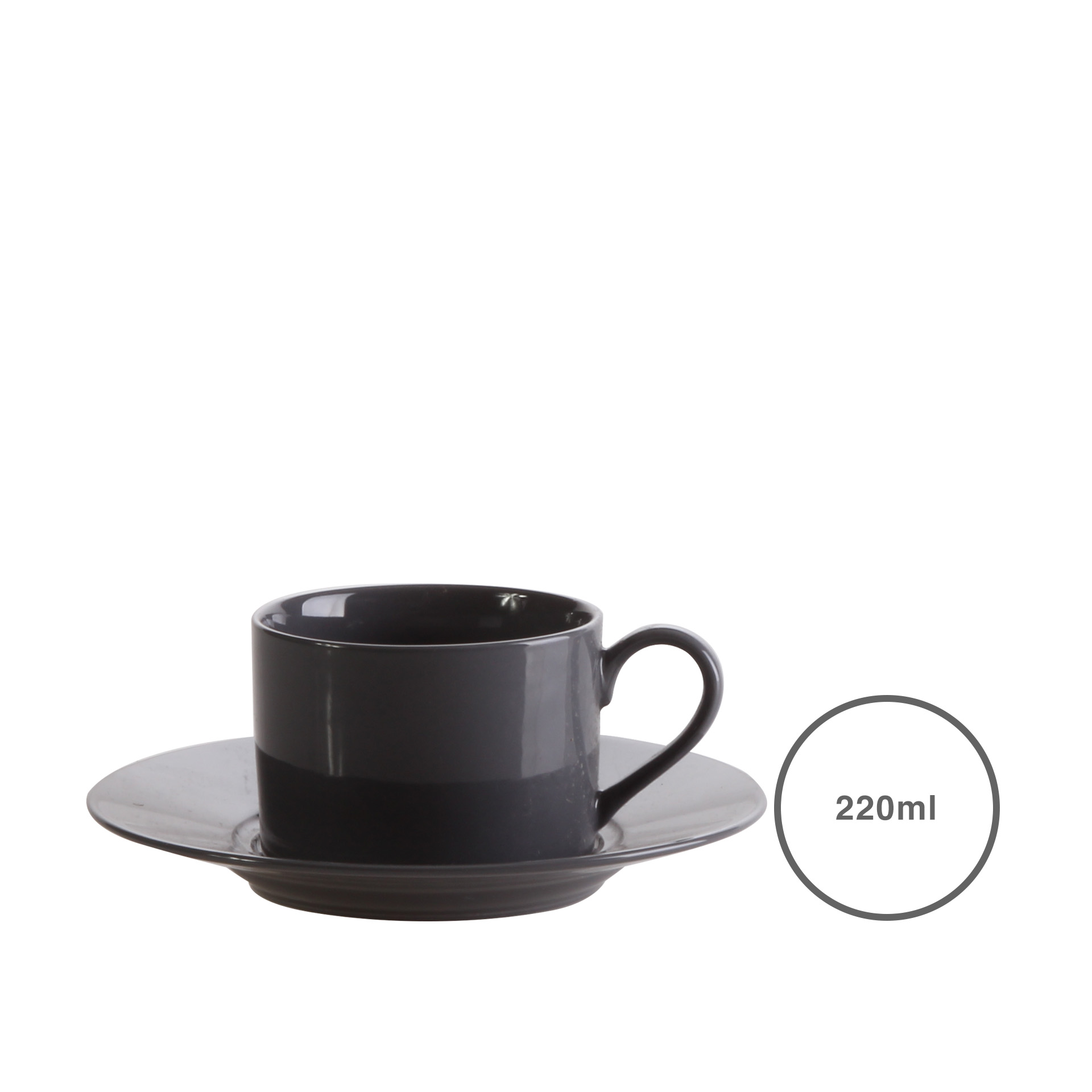 Chávena Com Pires Cinza Escuro 220ML