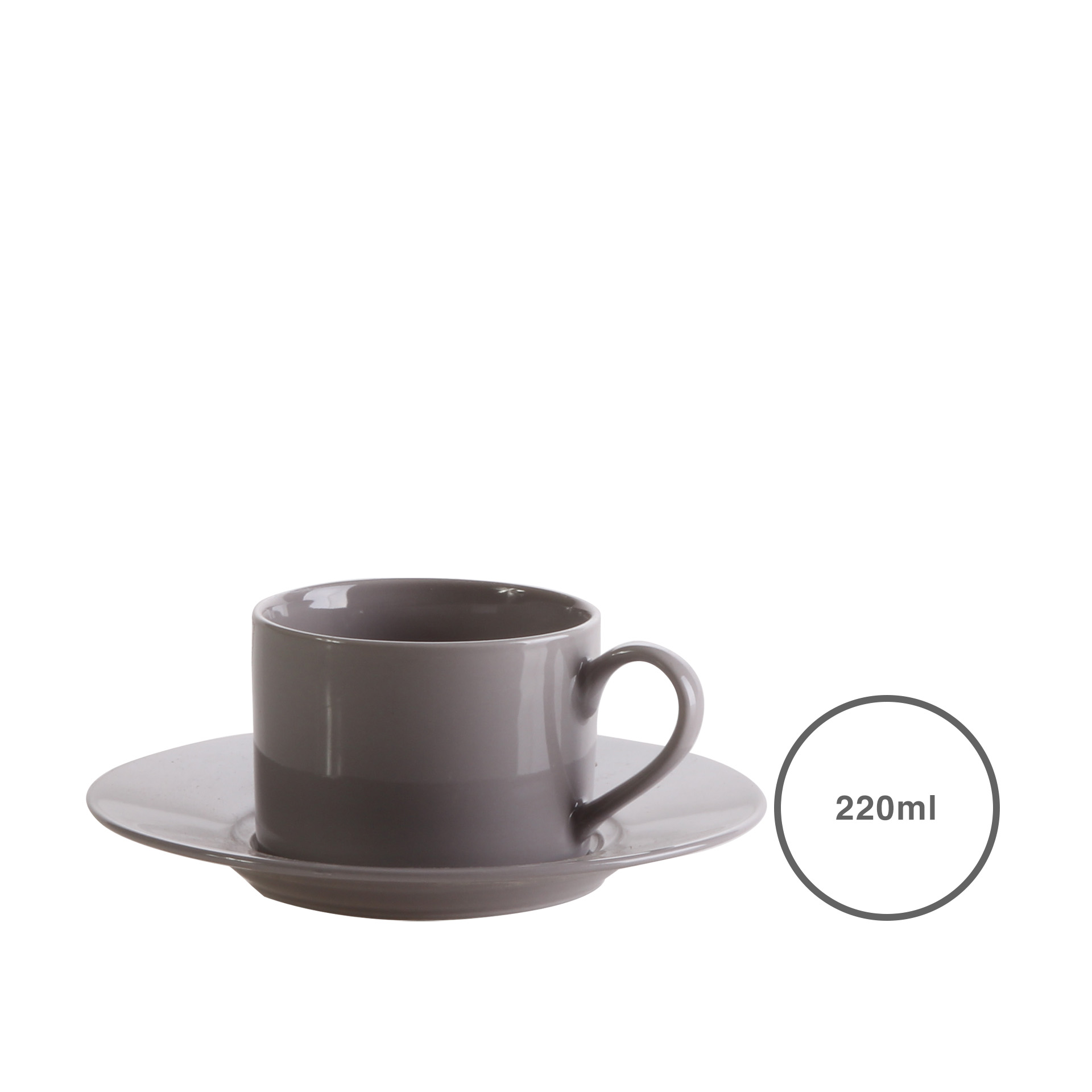 Chávena Com Pires Cinza 220ML