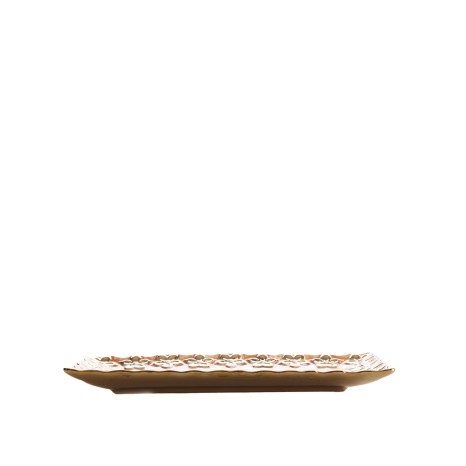 Prato Flores Douradas Retangular Castanho 25CM - Image product