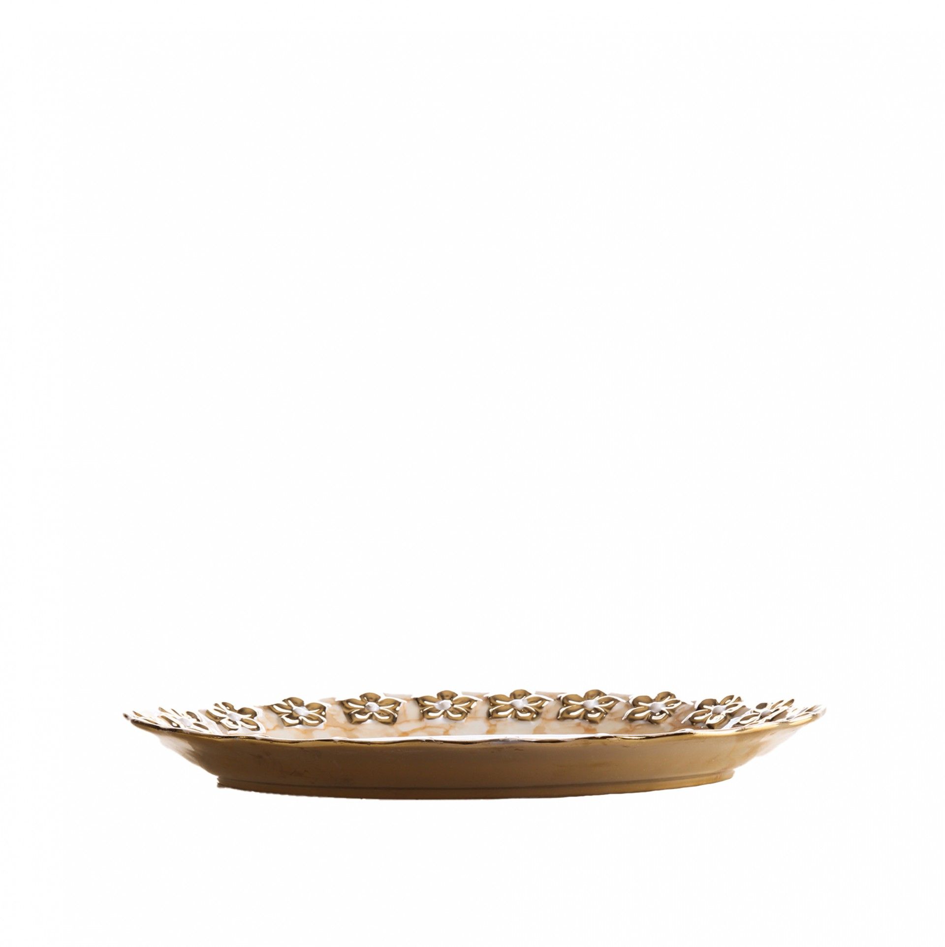 Prato Flores Douradas Oval 25CM