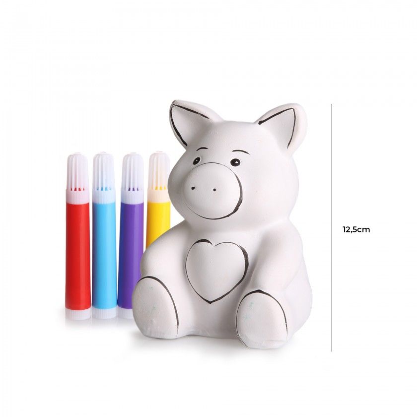 Mealheiro Cerâmica para Pintar Porco com 4 Marcadores Mealheiro Cerâmica para Pintar Porco com 4 Marcadores