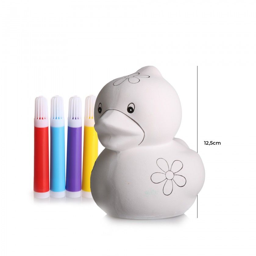 Mealheiro Cerâmica para Pintar Pato com 4 Marcadores Mealheiro Cerâmica para Pintar Pato com 4 Marcadores