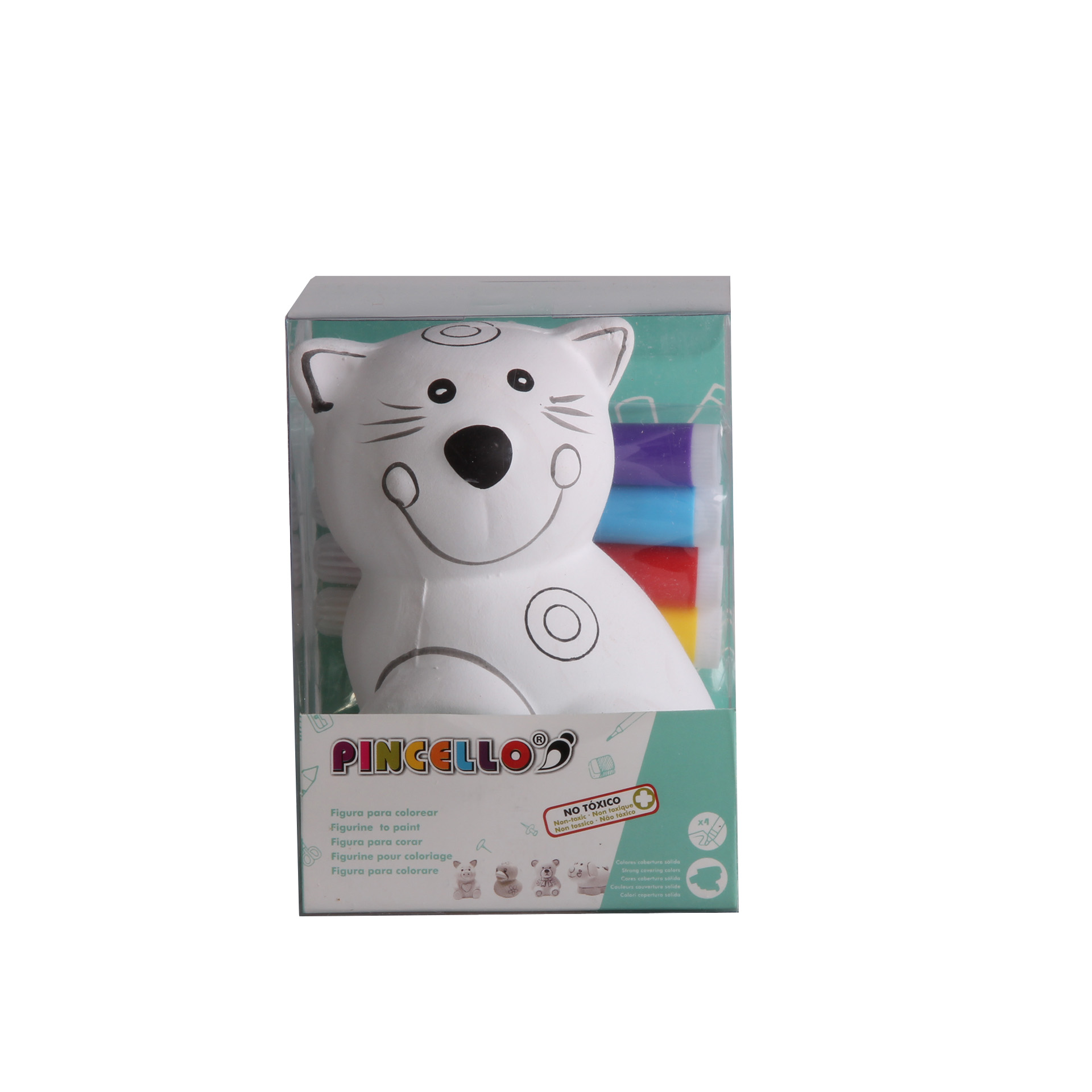 Mealheiro Cerâmica para Pintar Gato com 4 Marcadores