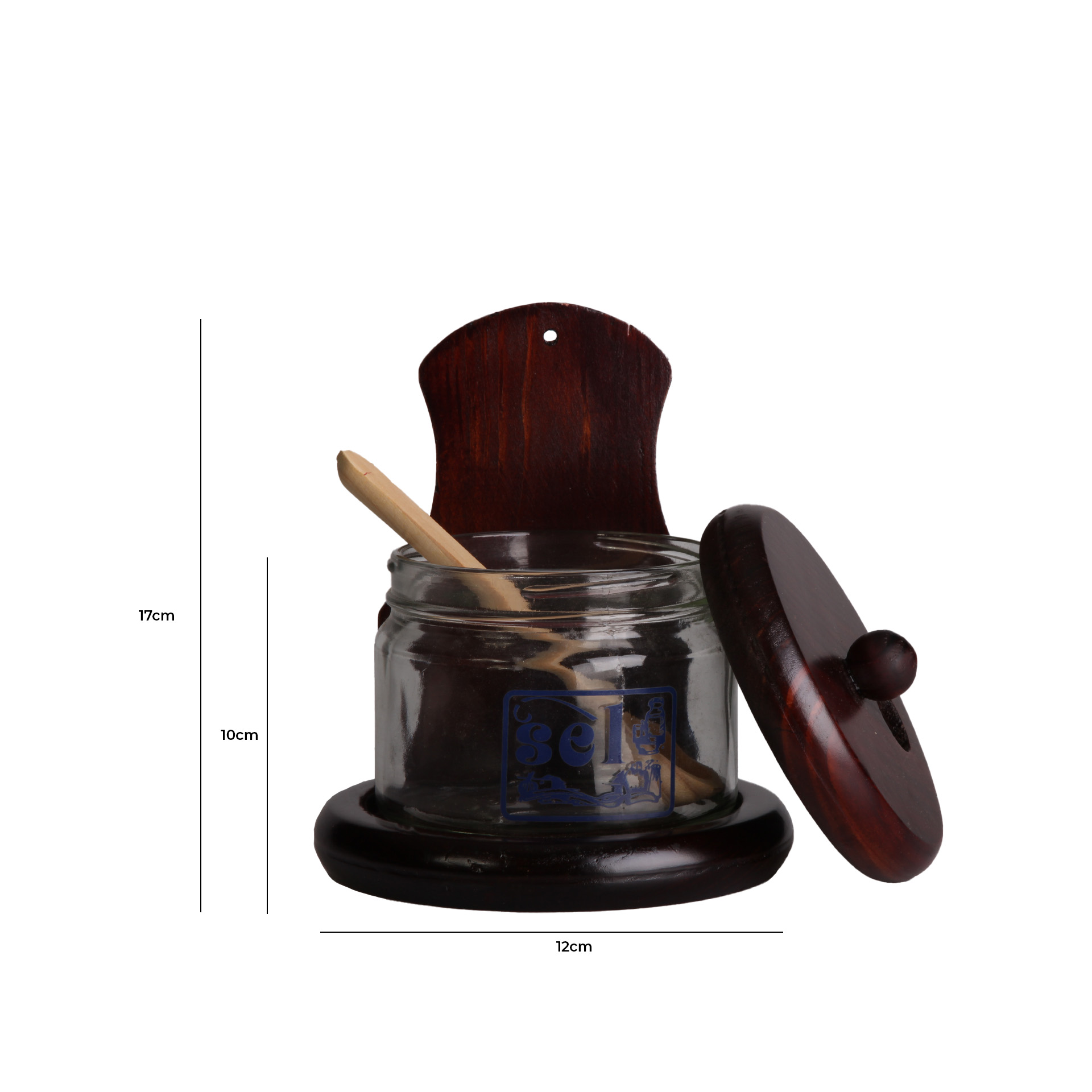 Saleiro Madeira Escura + Vidro Ø15X17.5CM