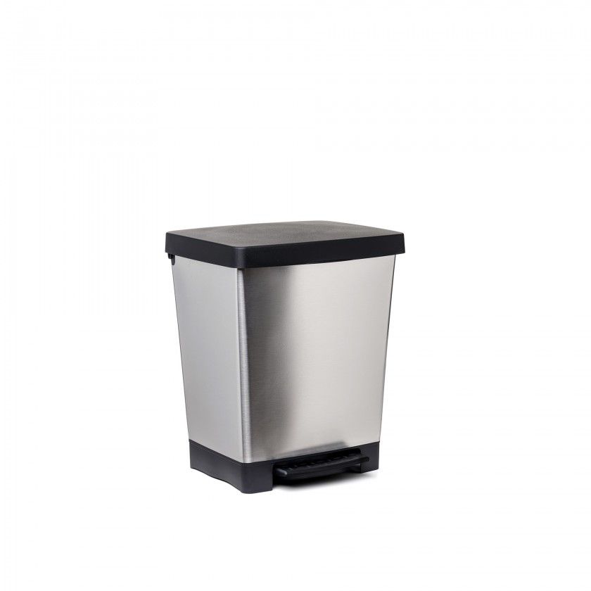 Balde Lixo com Pedal Cubik Cinza Prata 23L 33.5X30X39CM Balde Lixo com Pedal Cubik Cinza Prata 23L 33.5X30X39CM