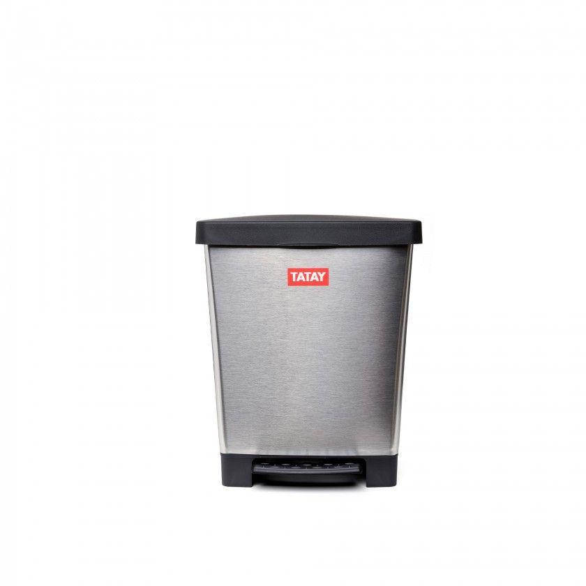 Balde Lixo com Pedal Cubik Cinza Prata 23L 33.5X30X39CM Balde Lixo com Pedal Cubik Cinza Prata 23L 33.5X30X39CM