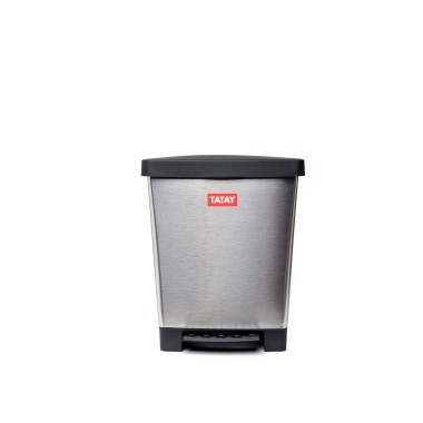 Balde Lixo com Pedal Cubik Cinza Prata 23L 33.5X30X39CM
