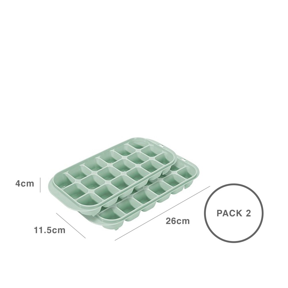 Cuvete Gelo Plástico Verde 26X11.5X4cm Pack 2