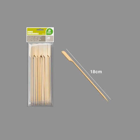 Espeto com Pega Bambu 18cm Pack 20 - Image product