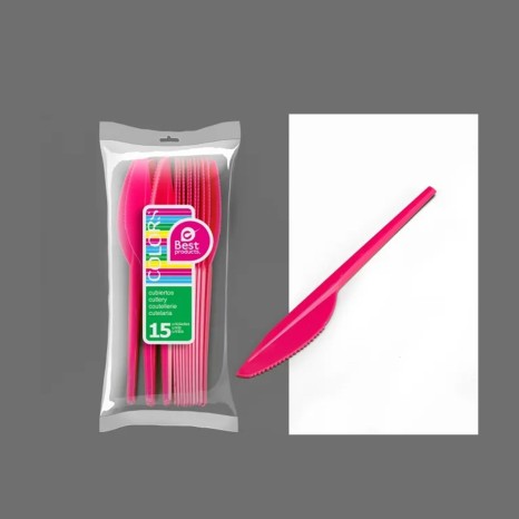 Faca Plástico Rosa Pack 15 - Image product