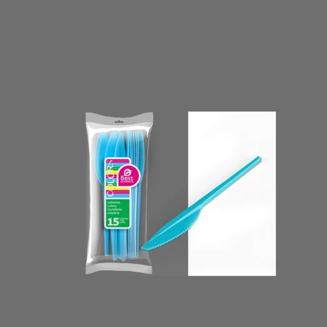 Faca Plástico Azul Pack 15 - Image product