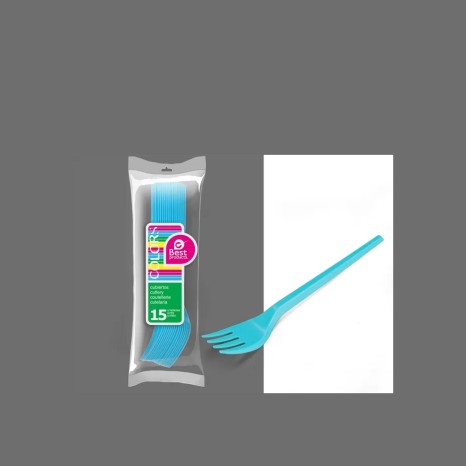 Garfo Plástico Azul Pack 15 - Image product