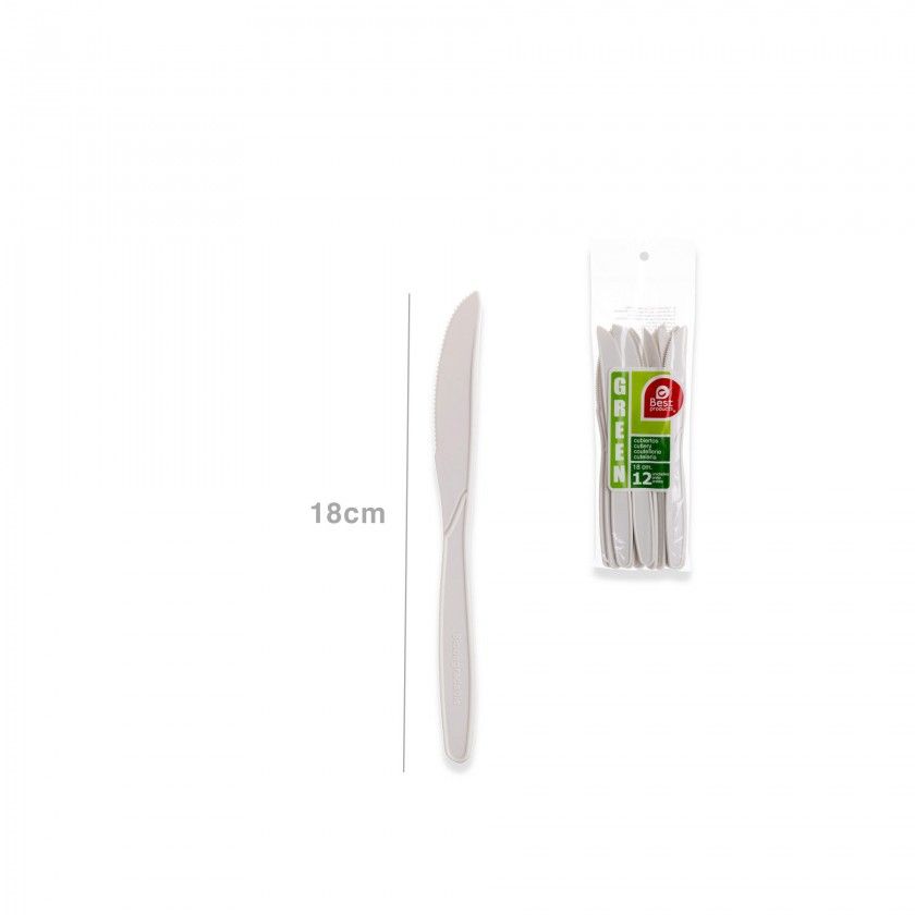 Faca Plástico Biodegradável Green 18CM Pack 12 Faca Plástico Biodegradável Green 18CM Pack 12