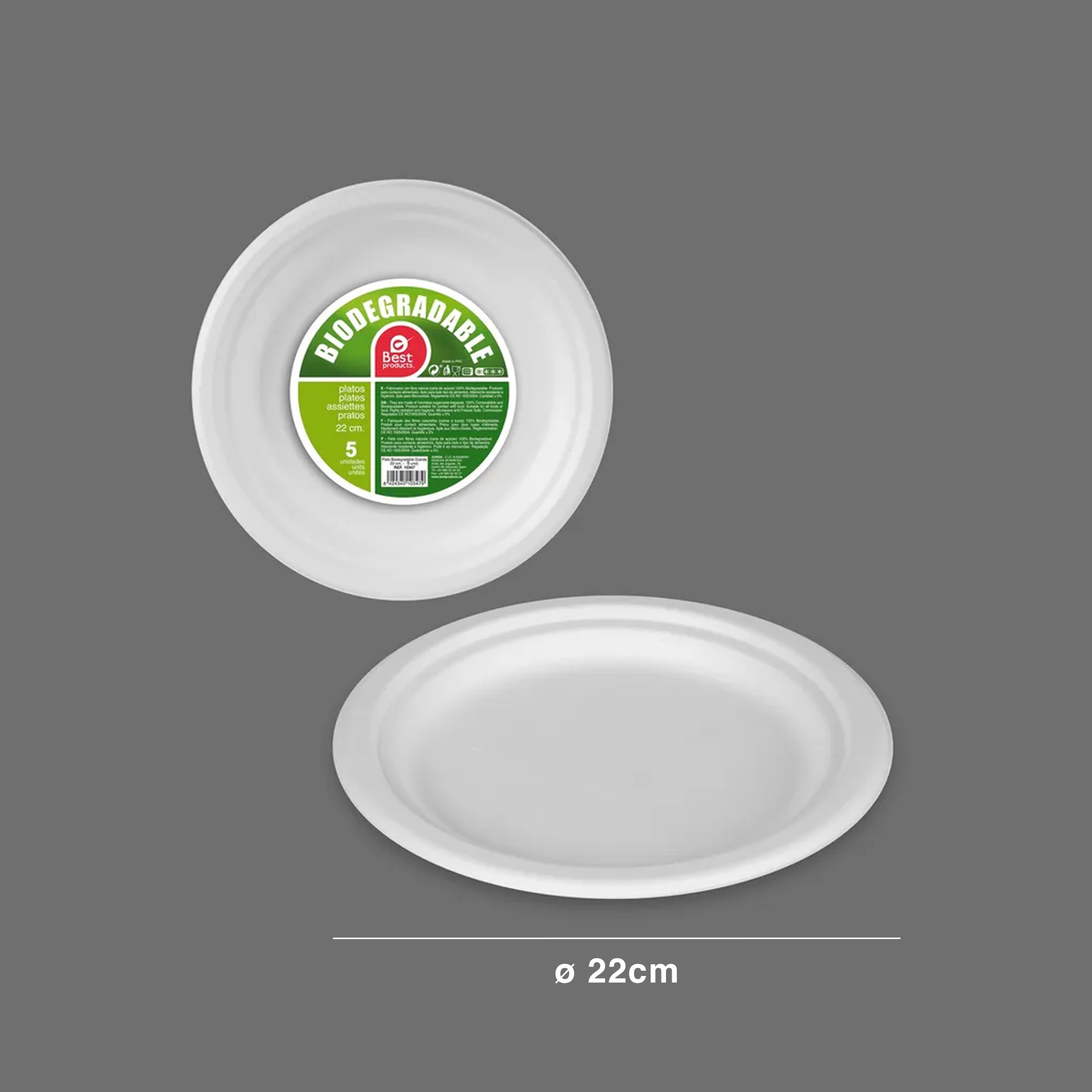 Prato Biodegradável Ø22X1,9CM Pak 5