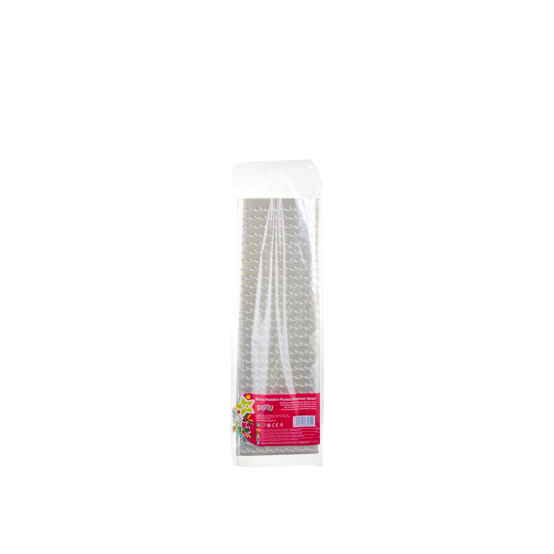 Saco Plástico Pontos Brancos 12X40CM Pack 30